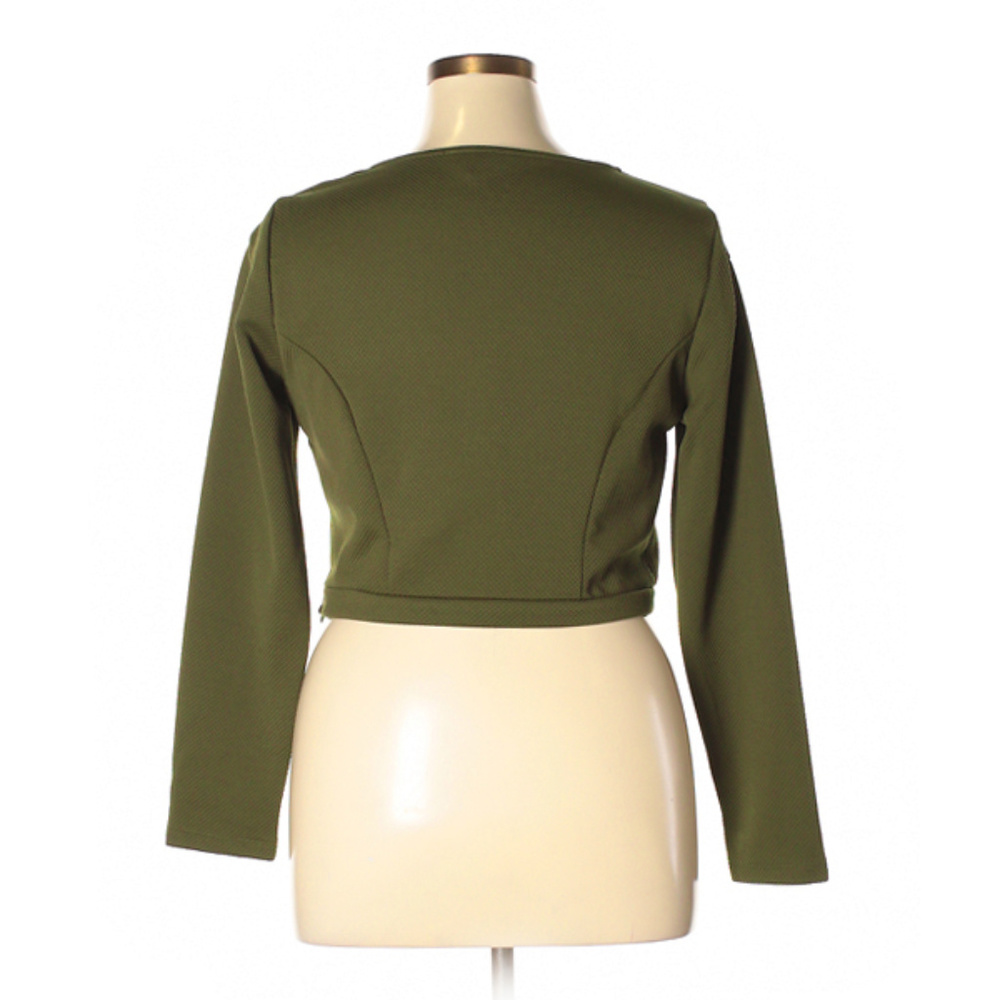Monif C. Green Long Sleeved Crop Top - Size 1X - Picture 3 of 8